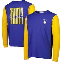 Men's Blue/Yellow Juventus Blocked Long Sleeve T-Shirt