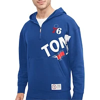 Men's Tommy Jeans Royal Philadelphia 76ers Bernard Half-Zip Hoodie