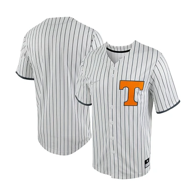 Men's Nike White/Gray Tennessee Volunteers Pinstripe Replica Full-Button Baseball Jersey