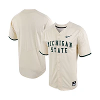 Men's Nike Natural Michigan State Spartans Replica Vapor Elite Full-Button Baseball Jersey