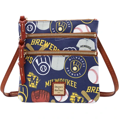 Dooney & Bourke Milwaukee Brewers Game Day Triple Zip Crossbody Purse