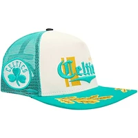 Men's Pro Standard Cream/Teal Boston Celtics Visor Elite Classic Trucker Snapback Hat