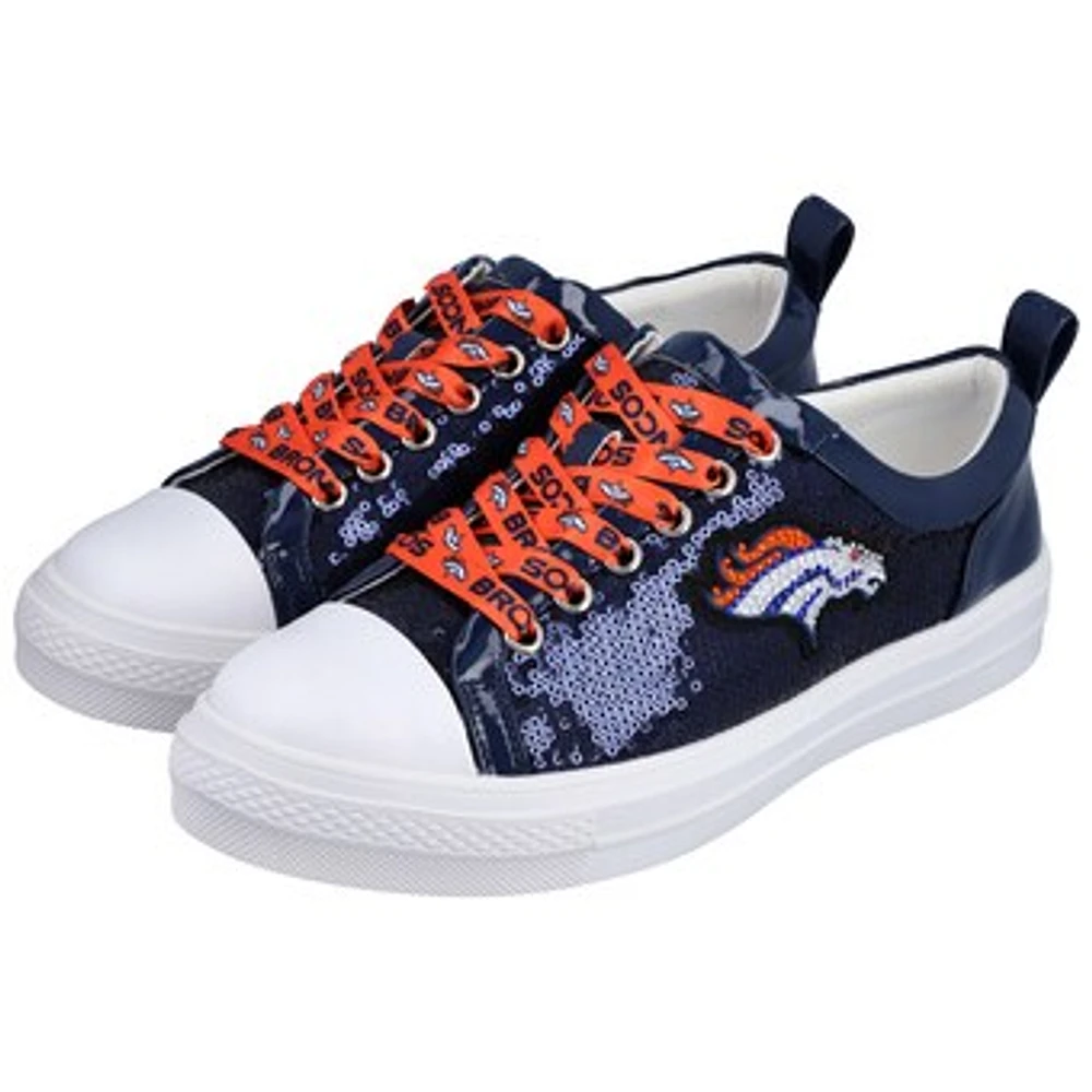 Women's Cuce Navy Denver Broncos Team Sequin Sneakers