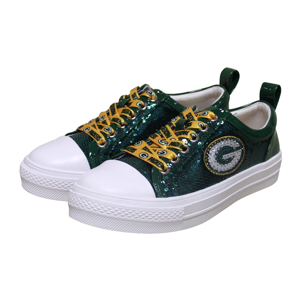 Women's Cuce Green Green Bay Packers Team Sequin Sneakers