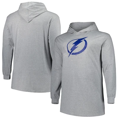 Men's Heather Gray Tampa Bay Lightning Big & Tall Pullover Hoodie