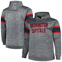 Men's Heather Charcoal Washington Capitals Big & Tall Stripe Pullover Hoodie