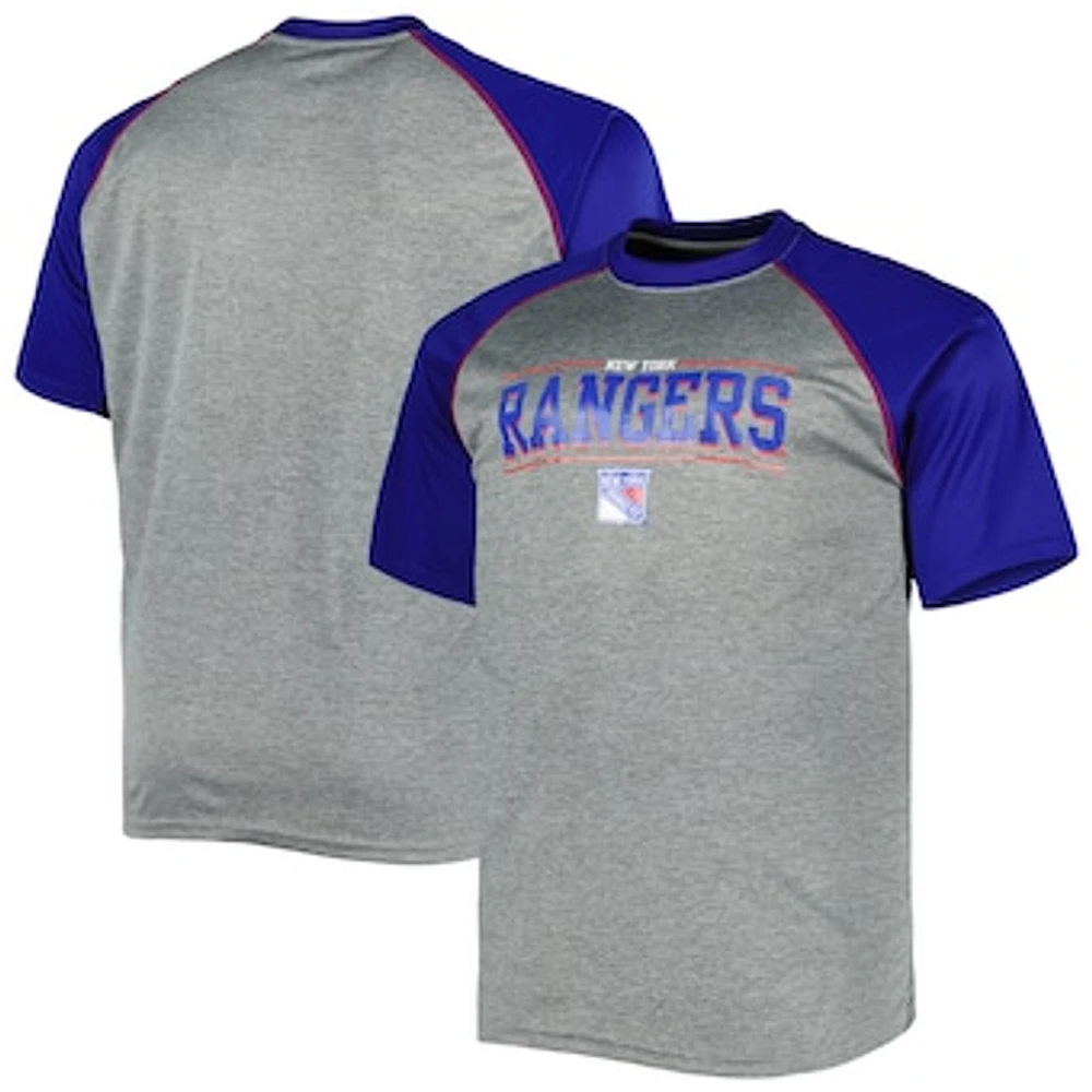 Men's Heather Gray New York Rangers Big & Tall Logo Raglan T-Shirt