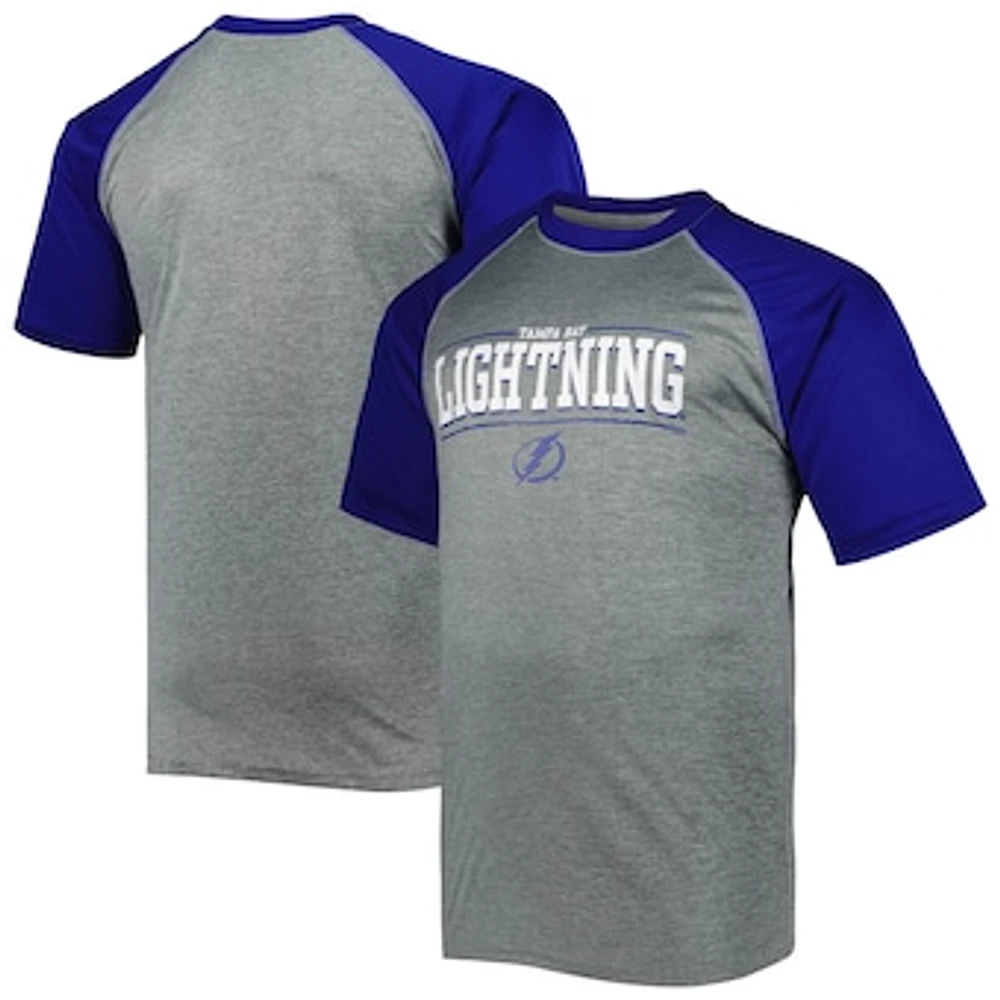 Men's Heather Gray Tampa Bay Lightning Big & Tall Logo Raglan T-Shirt