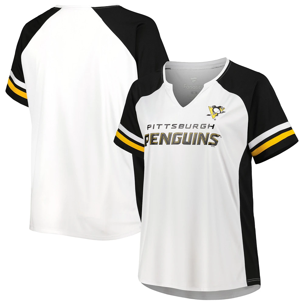 Women's Profile White Pittsburgh Penguins Plus Notch Neck Raglan T-Shirt