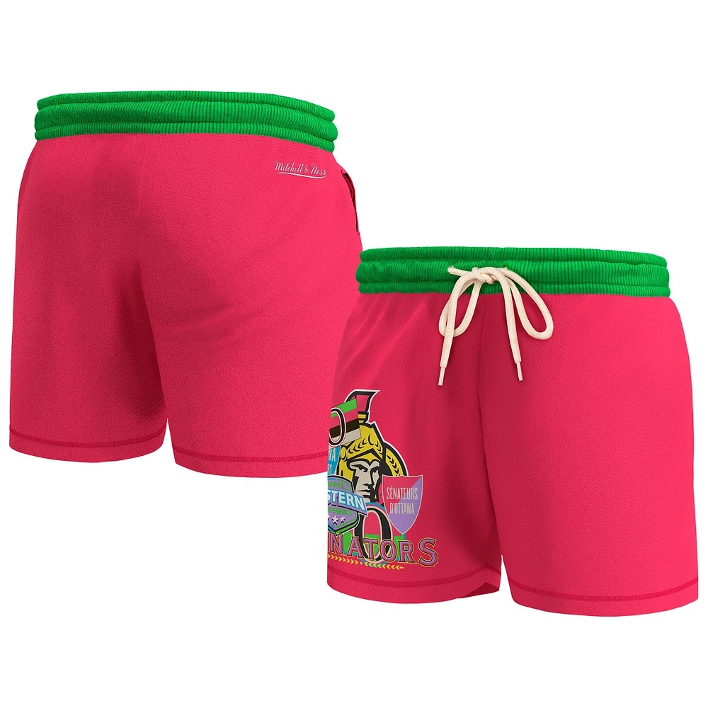 Men's Mitchell & Ness Pink Ottawa Senators  Party Mix Shorts