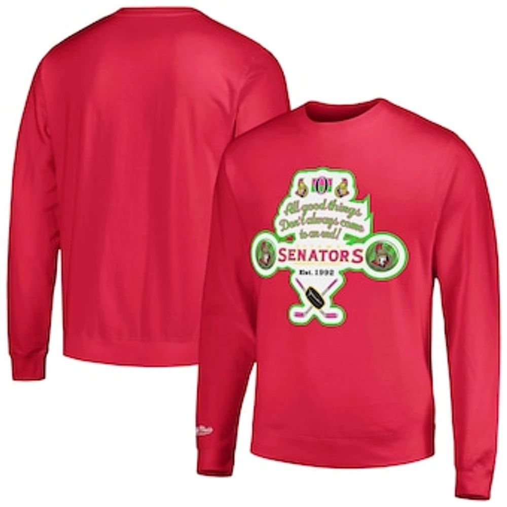 Men's Mitchell & Ness Pink Ottawa Senators Watermelon Sugar High Pullover Sweatshirt