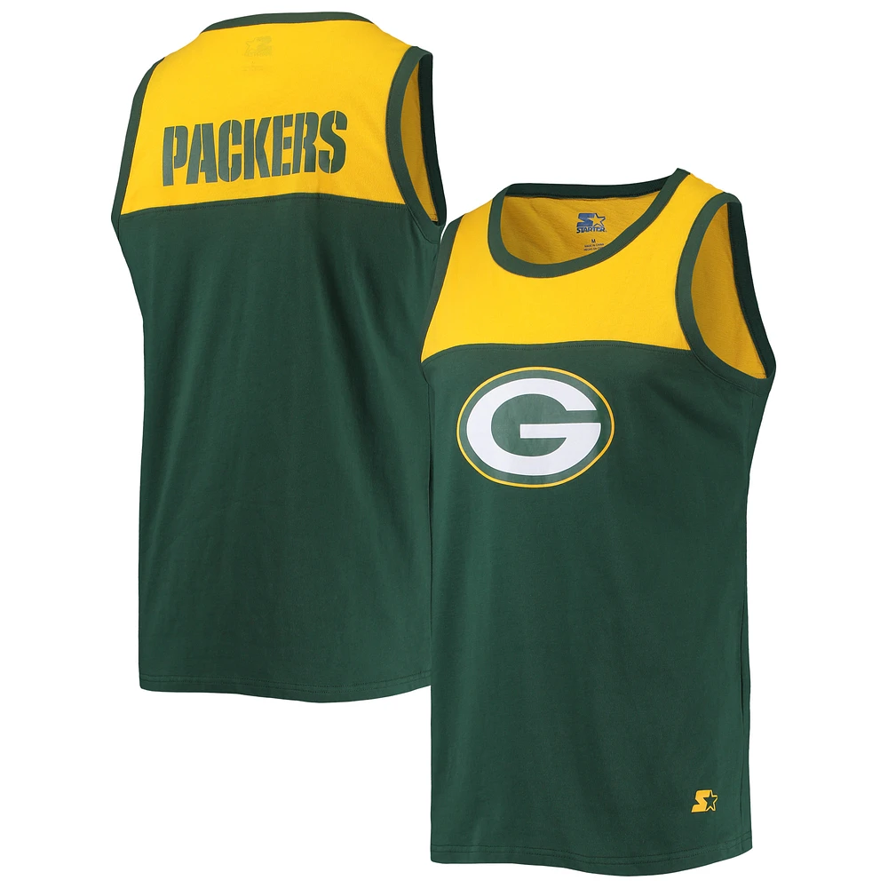 Men's Starter Green/Gold Green Bay Packers Logo Touchdown Fashion Tank Top