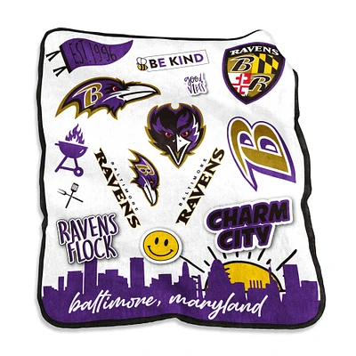 Baltimore Ravens 50'' x 60'' Native Raschel Plush Throw Blanket