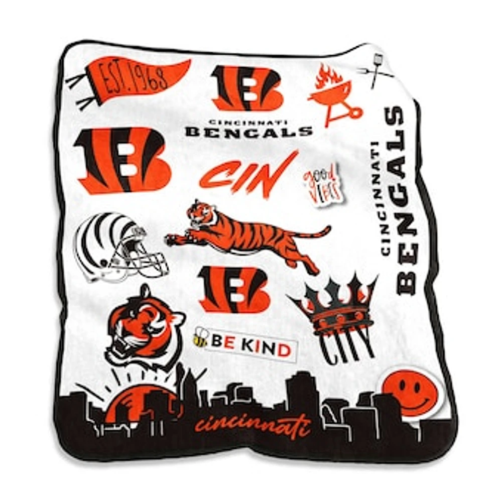 Cincinnati Bengals 50'' x 60'' Native Raschel Plush Throw Blanket