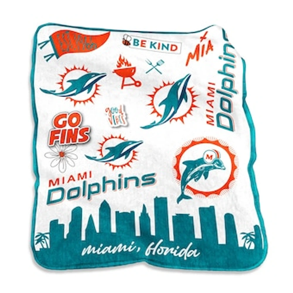 Miami Dolphins 50'' x 60'' Native Raschel Plush Throw Blanket