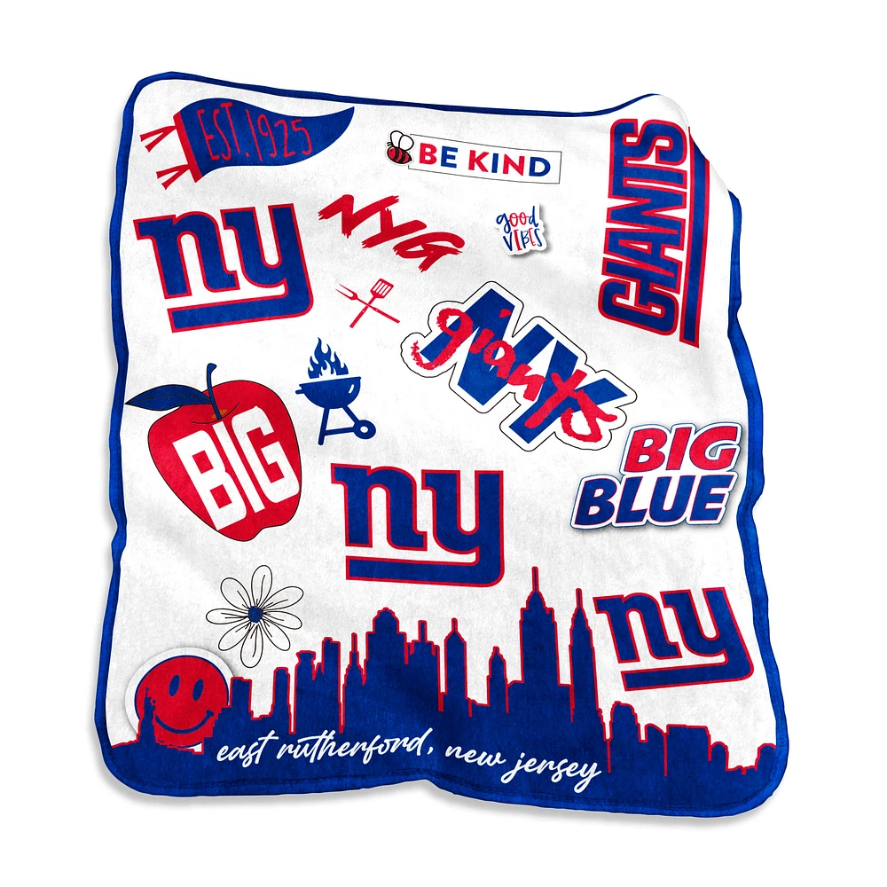 New York Giants 50'' x 60'' Native Raschel Plush Throw Blanket