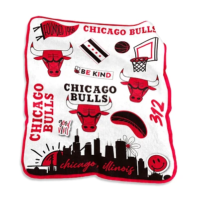 Chicago Bulls 50'' x 60'' Native Raschel Plush Throw Blanket