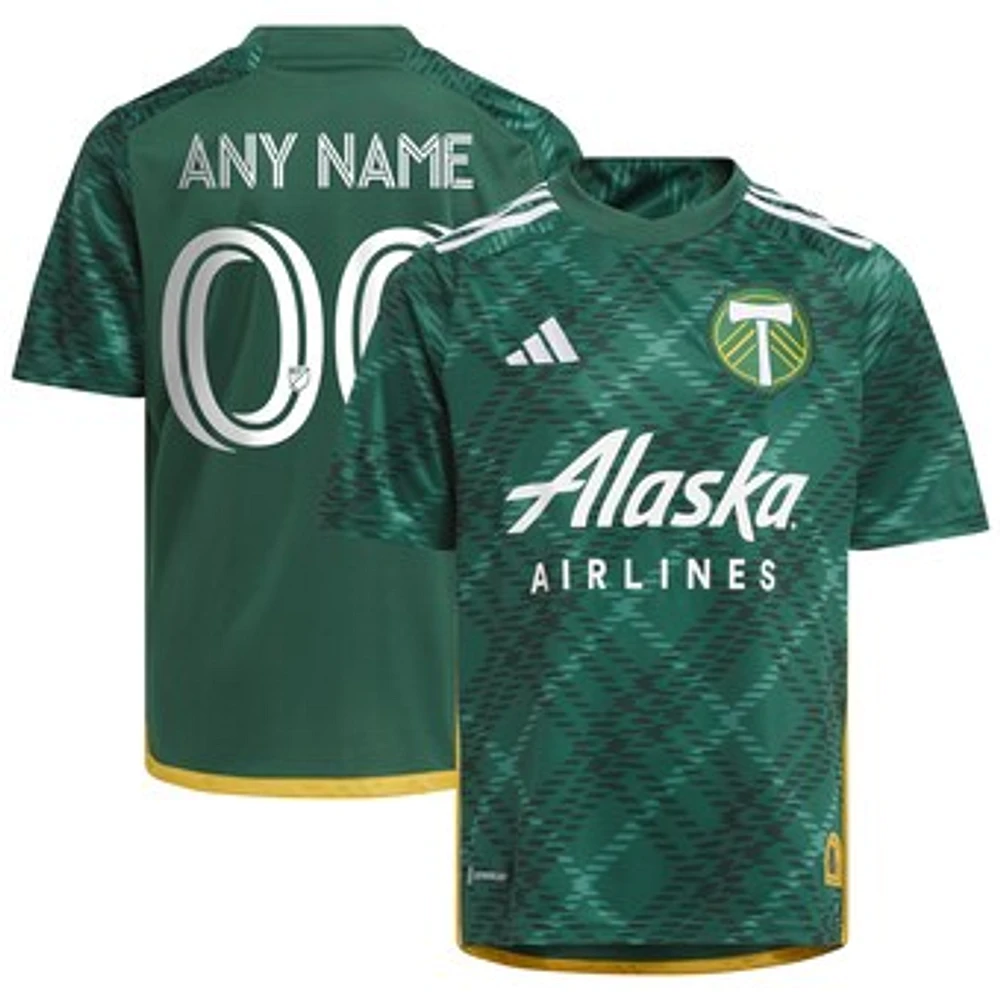 Youth adidas Green Portland Timbers 2023 Plaid Kit Replica Custom Jersey