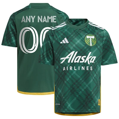 Youth adidas Green Portland Timbers 2023 Plaid Kit Replica Custom Jersey