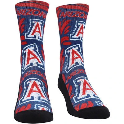 Unisex Rock Em Socks Arizona Wildcats Allover Logo & Paint Crew Socks