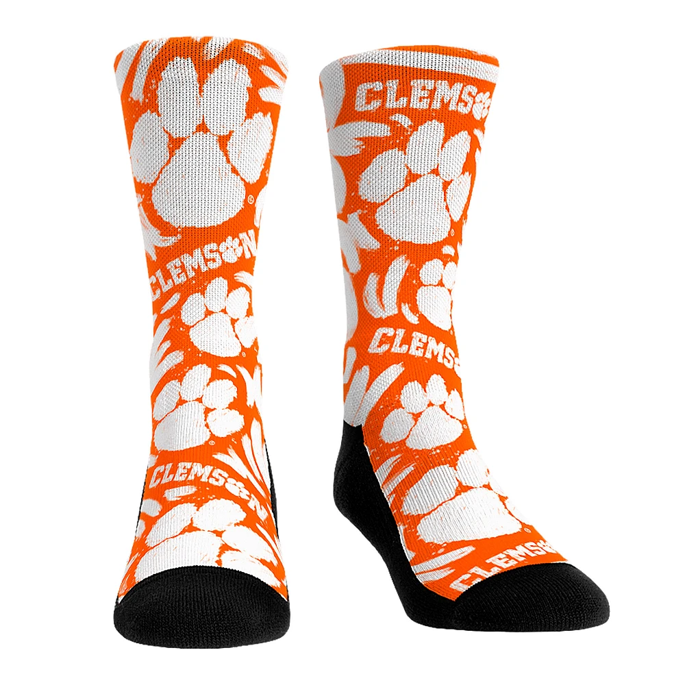 Unisex Rock Em Socks Clemson Tigers Allover Logo & Paint Crew Socks