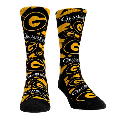 Unisex Rock Em Socks Grambling Tigers Allover Logo & Paint Crew Socks