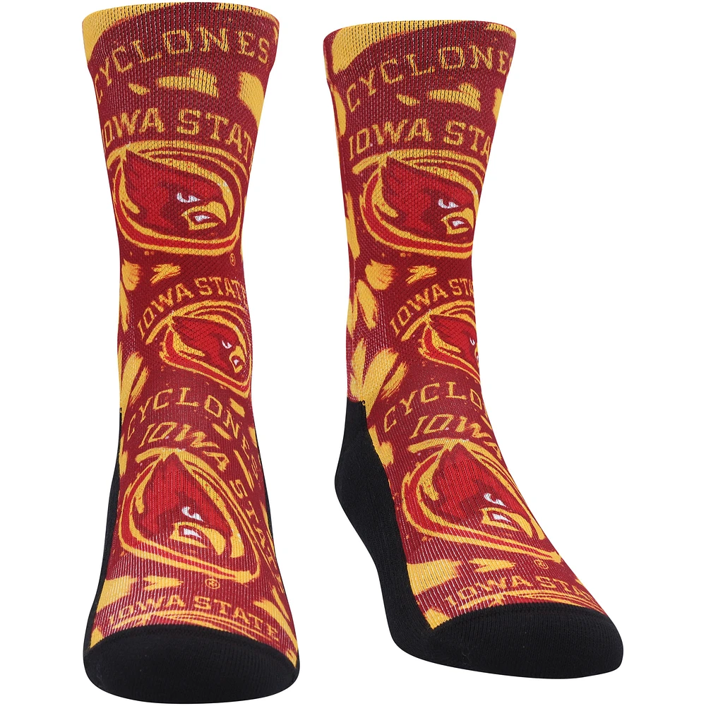 Unisex Rock Em Socks Iowa State Cyclones Allover Logo & Paint Crew Socks