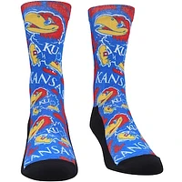 Unisex Rock Em Socks Kansas Jayhawks Allover Logo & Paint Crew Socks