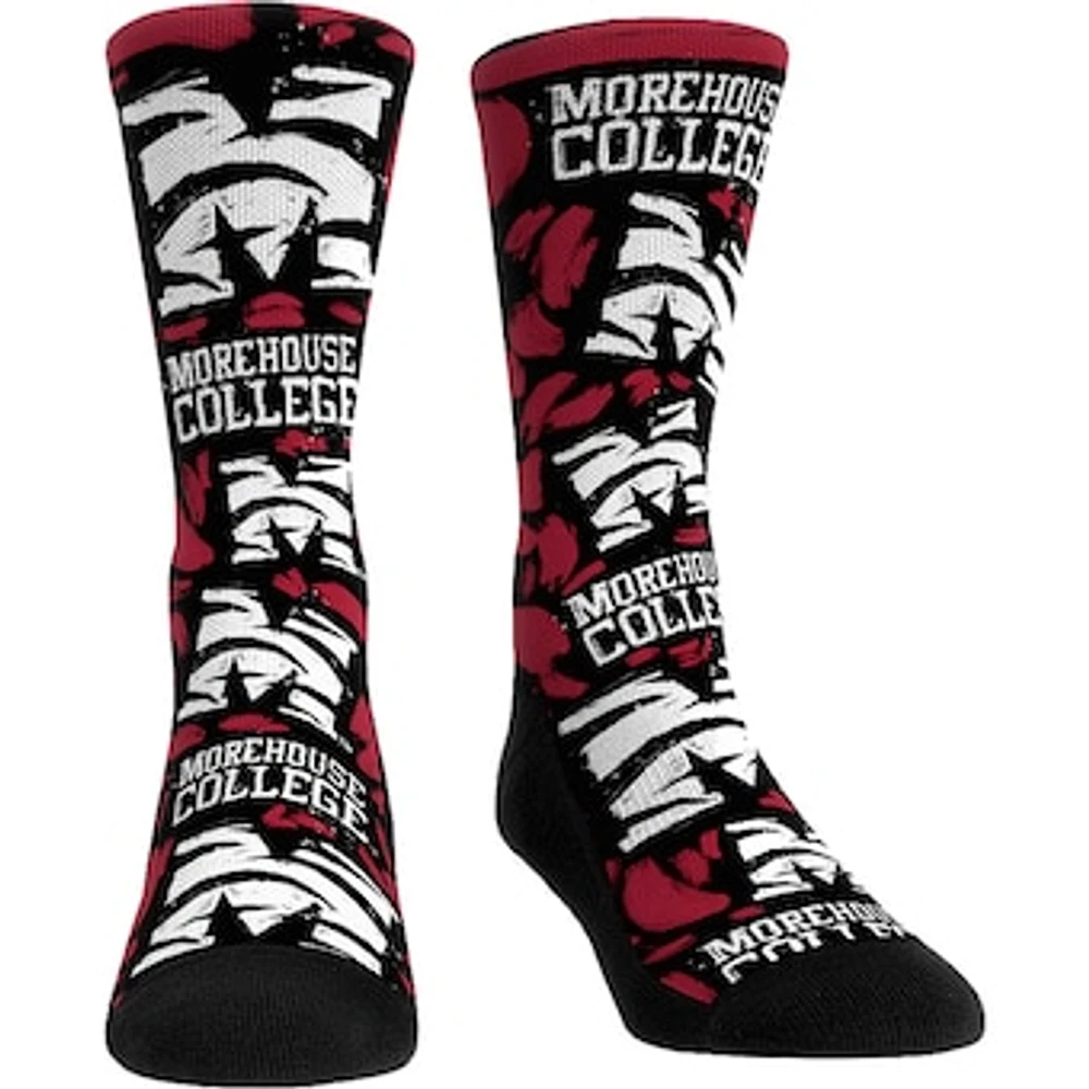 Unisex Rock Em Socks Morehouse Maroon Tigers Allover Logo & Paint Crew Socks