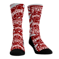 Unisex Rock Em Socks Mississippi State Bulldogs Allover Logo & Paint Crew Socks