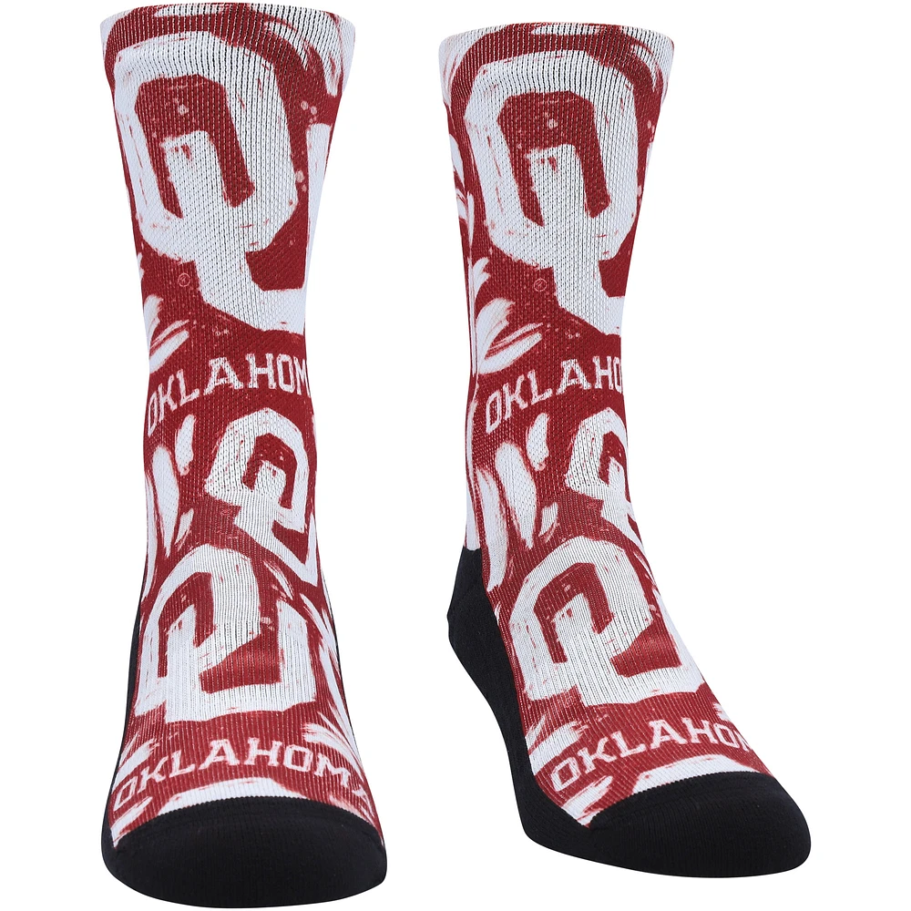 Unisex Rock Em Socks Oklahoma Sooners Allover Logo & Paint Crew Socks