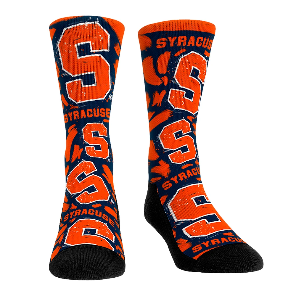 Unisex Rock Em Socks Syracuse Orange Allover Logo & Paint Crew Socks