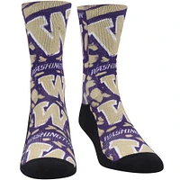 Unisex Rock Em Socks Washington Huskies Allover Logo & Paint Crew Socks