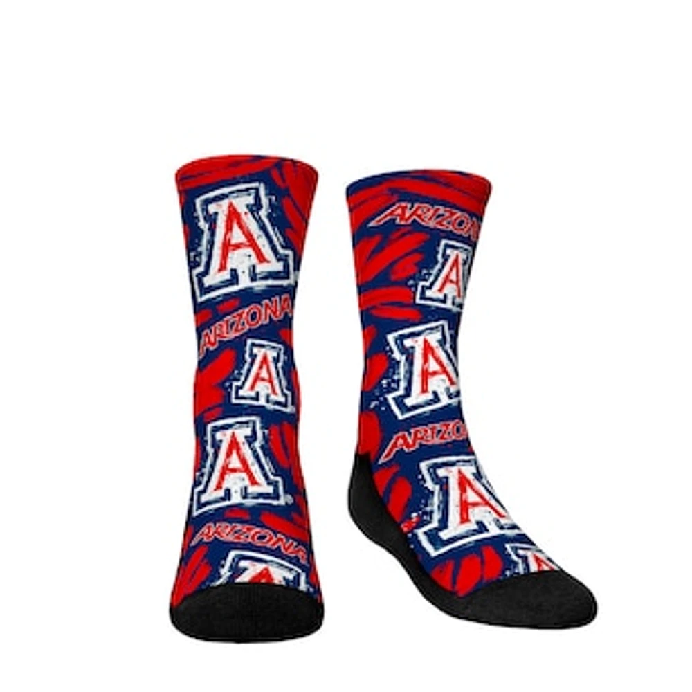 Youth Rock Em Socks Arizona Wildcats Allover Logo & Paint Crew Socks