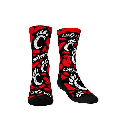 Youth Rock Em Socks Cincinnati Bearcats Allover Logo & Paint Crew Socks