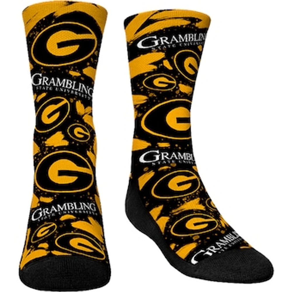 Youth Rock Em Socks Grambling Tigers Allover Logo & Paint Crew Socks