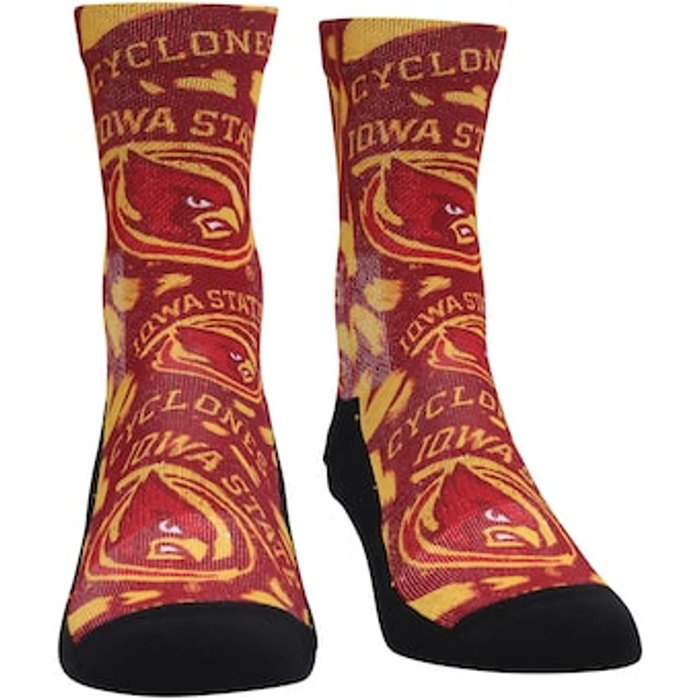 Youth Rock Em Socks Iowa State Cyclones Allover Logo & Paint Crew Socks