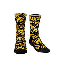 Youth Rock Em Socks Iowa Hawkeyes Allover Logo & Paint Crew Socks