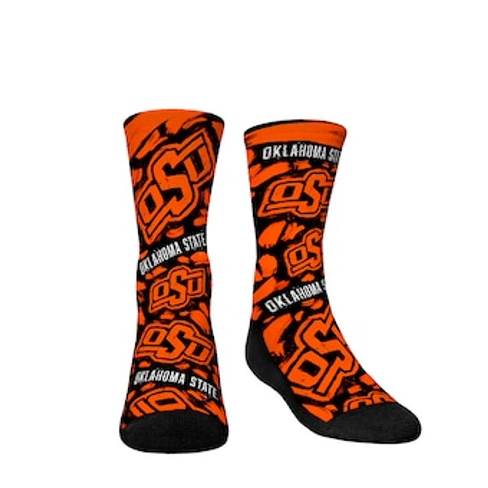 Youth Rock Em Socks Oklahoma State Cowboys Allover Logo & Paint Crew Socks