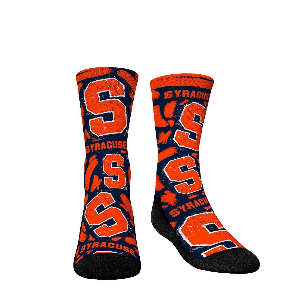 Youth Rock Em Socks Syracuse Orange Allover Logo & Paint Crew Socks