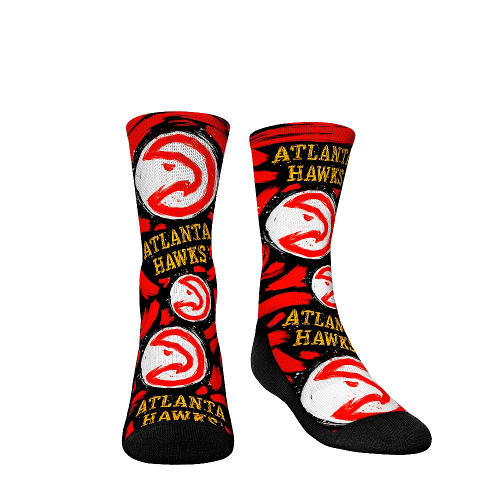 Youth Rock Em Socks Atlanta Hawks Allover Logo & Paint Crew Socks