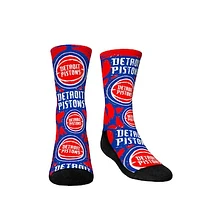 Youth Rock Em Socks Detroit Pistons Allover Logo & Paint Crew Socks