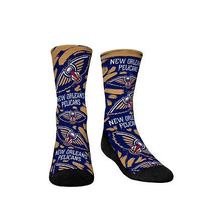 Youth Rock Em Socks New Orleans Pelicans Allover Logo & Paint Crew Socks