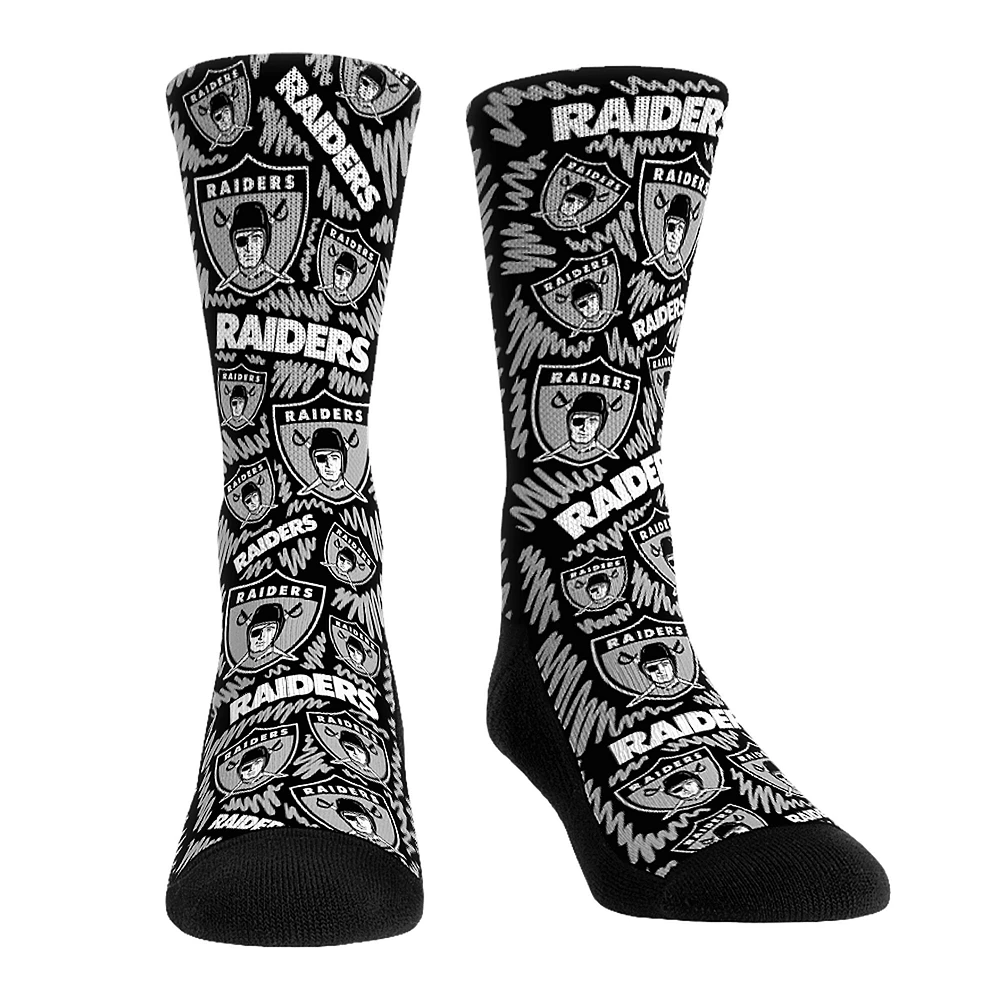 Rock Em Socks Las Vegas Raiders Throwback Logo Sketch Crew Socks