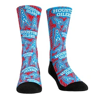 Rock Em Socks Houston Oilers Gridiron Classics Throwback Logo Sketch Crew Socks