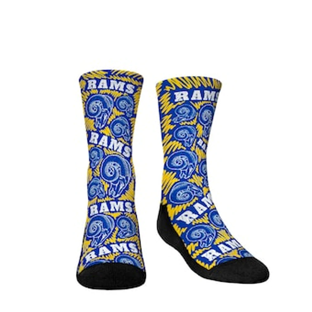 Youth Rock Em Socks Los Angeles Rams Throwback Logo Sketch Crew Socks