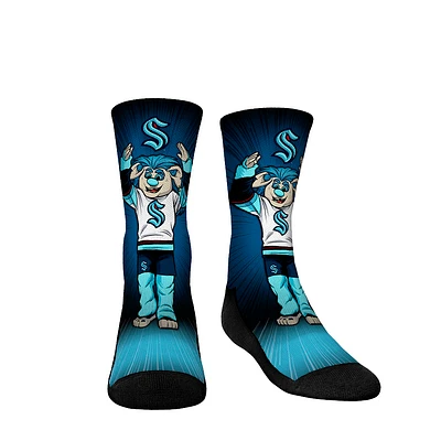 Youth Rock Em Socks Seattle Kraken Mascot Pump Up Crew Socks