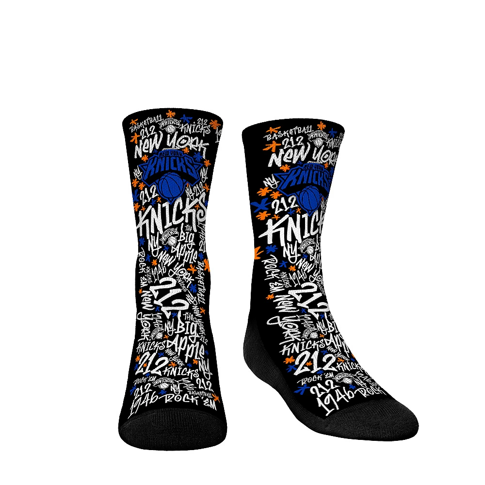 Youth Rock Em Socks New York Knicks Graffiti Crew Socks