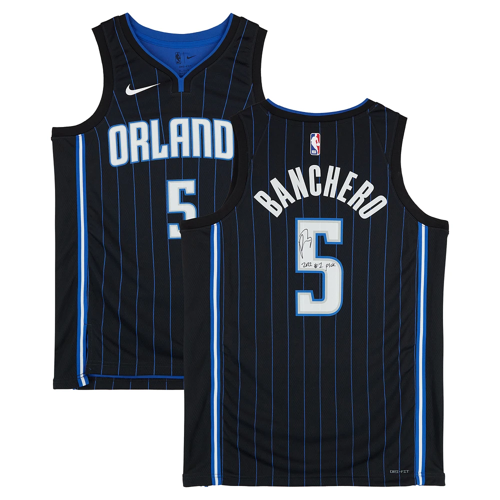 Paolo Banchero Orlando Magic Autographed Nike Black Icon Swingman Jersey with "2022 #1 Pick" Inscription