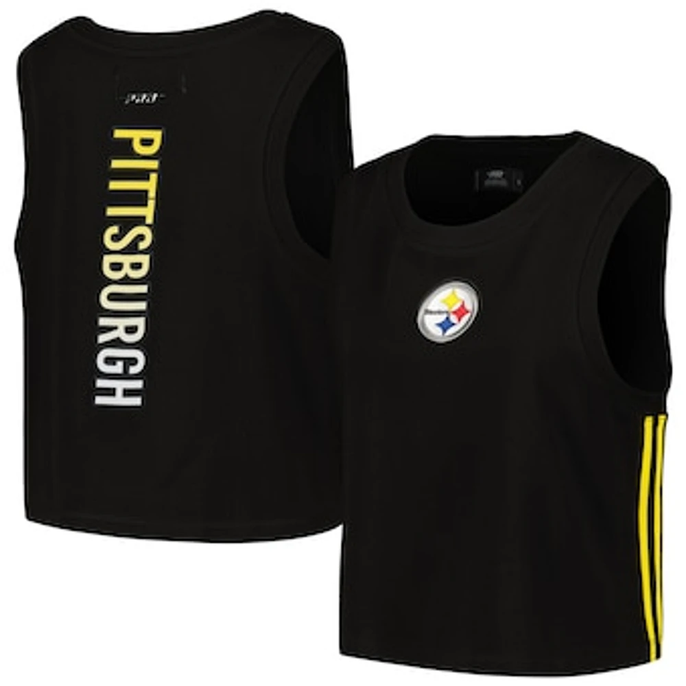 Women's Pro Standard  Black Pittsburgh Steelers Ombre Wordmark Classic Cropped Tank Top